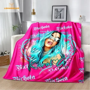 Coperta Karol G Bichota personalizzata calda peluche accogliente casa ragazza coperta per la cameretta comoda coperta leggera per divano 1