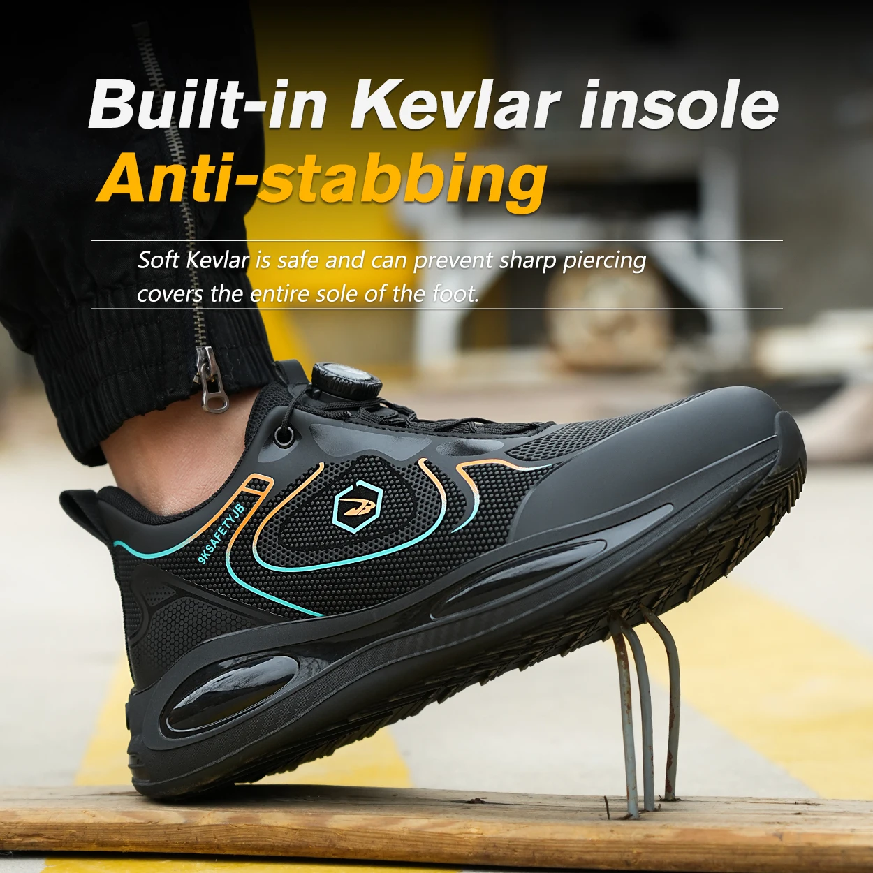 2025 nuove scarpe antinfortunistiche da uomo impermeabili scarpe da ginnastica con punta in acciaio fibbia ruotata stivale di sicurezza da lavoro a prova di foratura scarpa da lavoro con cuscino d'aria da uomo 5