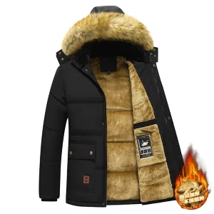 Giacca da uomo in cotone caldo spesso, cappotto in peluche e addensato, americano europeo, resistente al freddo, invernale 1