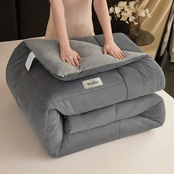 Set piumino Queen in pile Biancheria da letto super morbida e calda e soffice Set letto pesante sfocato di lusso per l'inverno Coperta calda in pile per l'inverno 3