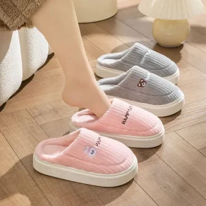 Pantofole in cotone da donna adatte per uso domestico Scarpe da confinamento antiscivolo per interni con suola spessa calde per coppie Pantofole da uomo 1