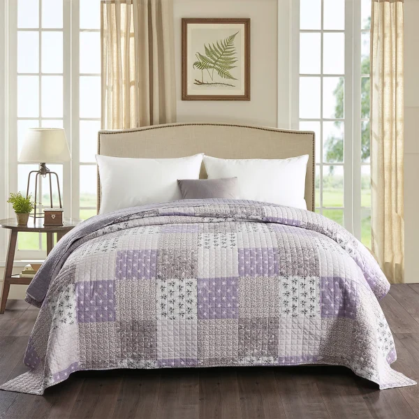 1PC Trapunta colorata Copriletto Patchwork Design reversibile Copriletto Coperta trapuntata Letto matrimoniale imbottito Tessili per la casa trapuntati 1
