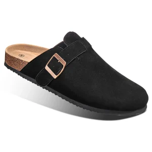 Evshine Zoccoli con piedino in sughero da uomo con supporto per l'arco plantare Ciabatte in pelle scamosciata di mucca moda Pantofole in sughero in pelle da donna Scarpe da patate retrò unisex 1