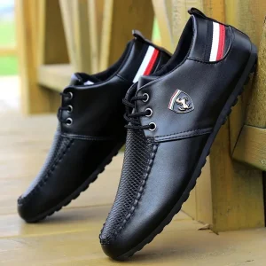 Scarpe in pelle di marca per uomo primavera autunno mocassini uomini britannici scarpe Casual Design mocassini per adulti uomo scarpe da guida scarpe da piselli 1