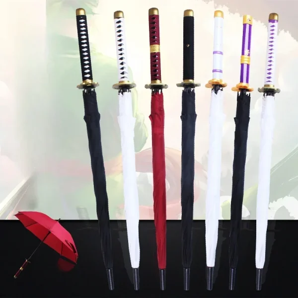 Anime Zoro Katana Ombrello Spada Mano Lunga Ombrellone Nero Roronoa Zoro Coltello Dimensioni Reali Giapponese Katana Sabre Ombrello Raincoa 2