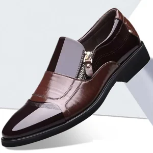 Nuove scarpe in pelle da uomo autunnali scarpe da uomo Casual comfort Casual con cerniera per affari di moda piatta antiscivolo a punta affilata 1