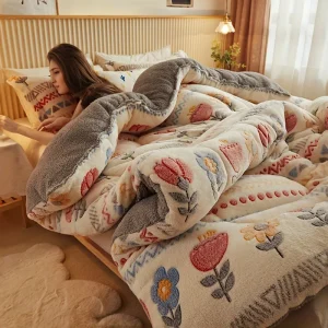 Biancheria da letto invernale Coperta trapuntata spessa Trapunta calda in pile di flanella ispessita per le notti fredde Set piumini da letto Trapunte le coperte 1
