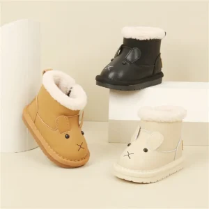 2024 nuovi stivali invernali per bambini in pelle pelliccia calda simpatici animali ragazzi scarpe antiscivolo suola morbida moda stivali da neve per ragazze del bambino 1