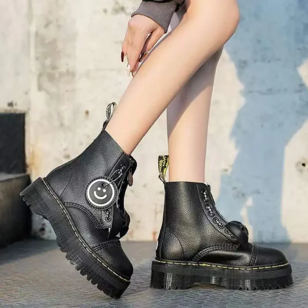 Stivali con plateau da donna Scarpe da donna Stivaletti da donna Tacchi di lusso Designer di scarpe di marca in vera pelle Casual con nodo a farfalla 45 2
