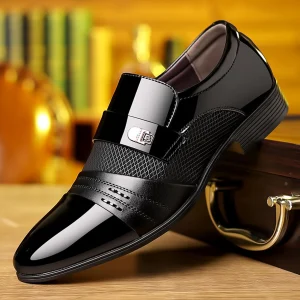 Scarpe da lavoro slip on da uomo Scarpe da ufficio moderne uniformi a punta lucide adatte per feste serali in ufficio 1
