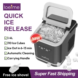 Loefme Macchina per il ghiaccio elettrica Macchina per cubetti di ghiaccio professionale Proiettile di pulizia automatica portatile Macchina per la produzione di blocchi di ghiaccio rotondi Bar domestico 1