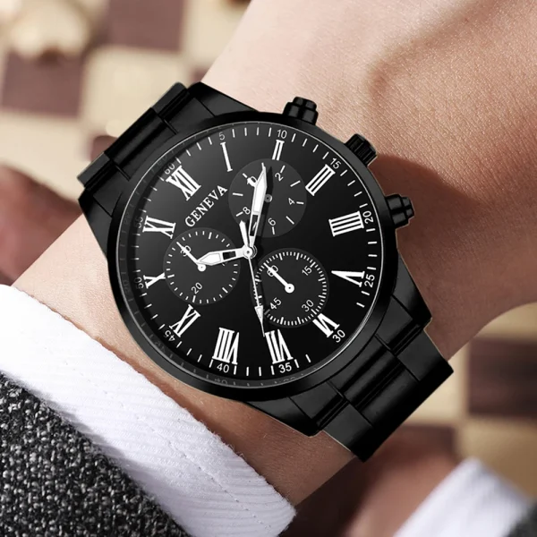 Set di orologi da uomo da 2 pezzi Set di orologi al quarzo alla moda di tendenza aziendale adatto per l'abbigliamento quotidiano abbinato al regalo perfetto 2