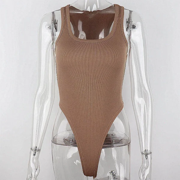 Body in maglia senza maniche 2024 Hot Summer Sexy aderente con spalle scoperte Halter Top Casual Street Corpetto per le donne ClubWear 5