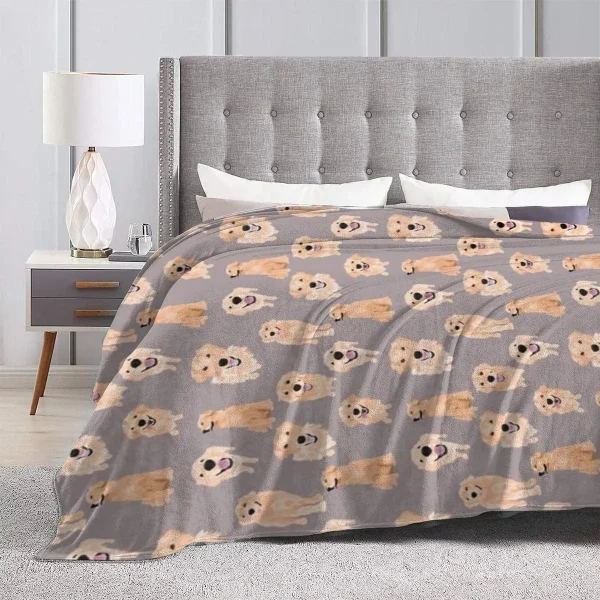 Coperta di peluche in pile di flanella Golden Retriever Companion Dog Pet Animal Pattern Throw per divano letto divano aria condizionata coperta 4