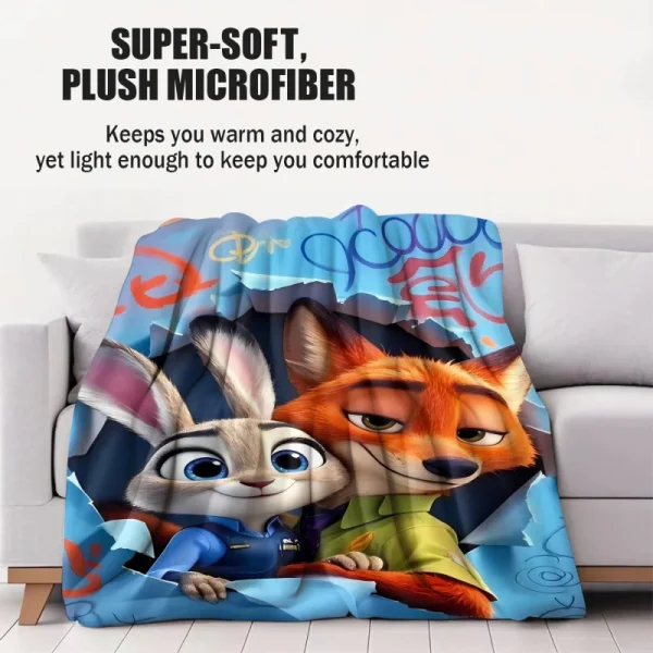 Disney Nick Judy Coperta stampata Coperta da tiro in flanella di cartone animato Coperta da picnic calda Coperta da letto per la casa Coperta da letto Regalo di compleanno 2