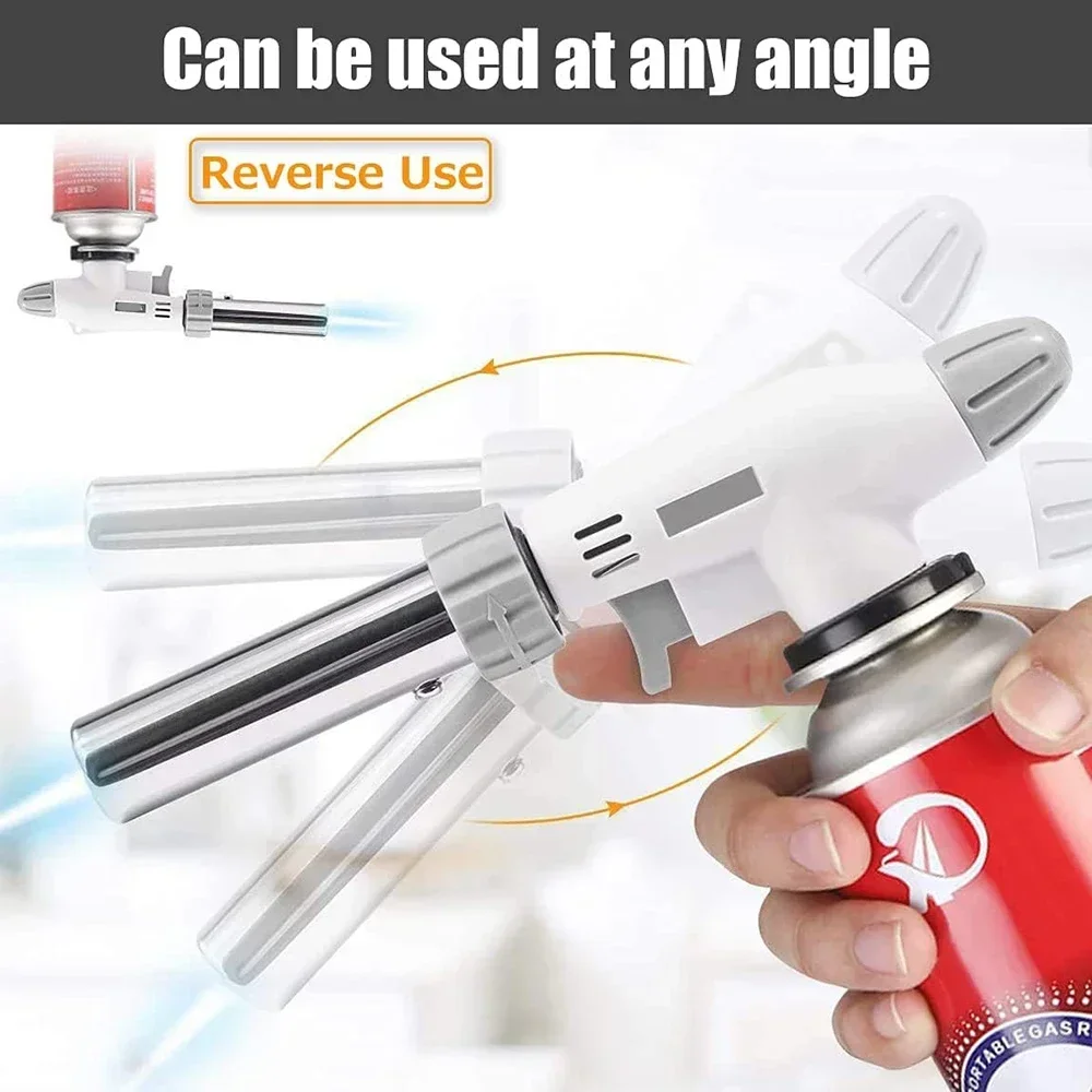 Bruciatore a gas butano con pistola a fiamma portatile in metallo, saldatura ad alta temperatura, torcia a gas, accendino, campeggio, barbecue, riscaldamento, accensione, bruciatore a gas butano 4