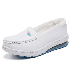 Nuova Donna Infermiera Scarpe Basse Moda Bianco Slip on Comfort Moccains Scarpe Calde Mocassini di Peluche Donne Zeppa Della Piattaforma Scarpe Da Ginnastica 2024 1