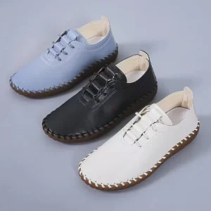 2025 Scarpe sportive primaverili e autunnali Scarpe da donna Mocassini con suola spessa Scarpe basse in pelle con lacci Scarpe casual da mamma Mujer Zapatos 1