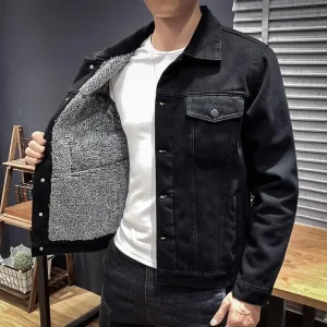 Cappotti Jean maschili con giacca di jeans da uomo di pecora Imbottitura calda Bottoni in lana imbottita nera nel prezzo più basso G Capispalla invernale One Piece 1