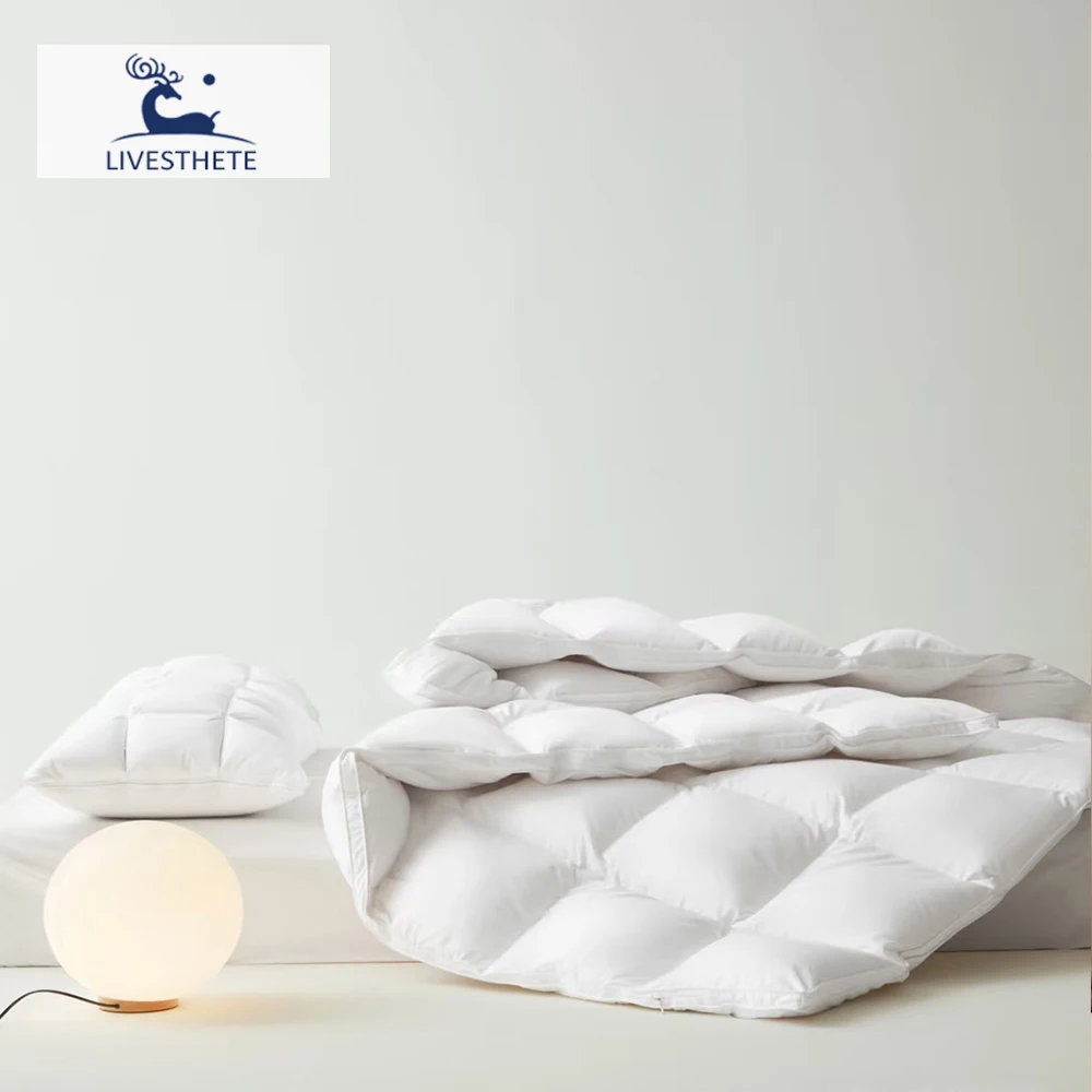 Liv-Esthete inverno 100% piumino d'oca piumino 3D pane piumino coperta per tutte le stagioni Twin Double Queen King 100% cotone Shell 1
