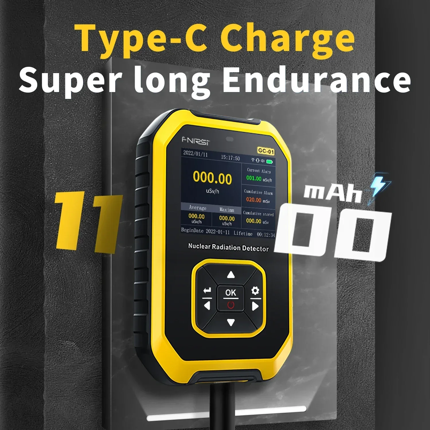 FNIRSI GC01 Contatore Geiger per rilevamento delle radiazioni nucleari e test di radiactività in marmo con funzione di ionizzazione 2