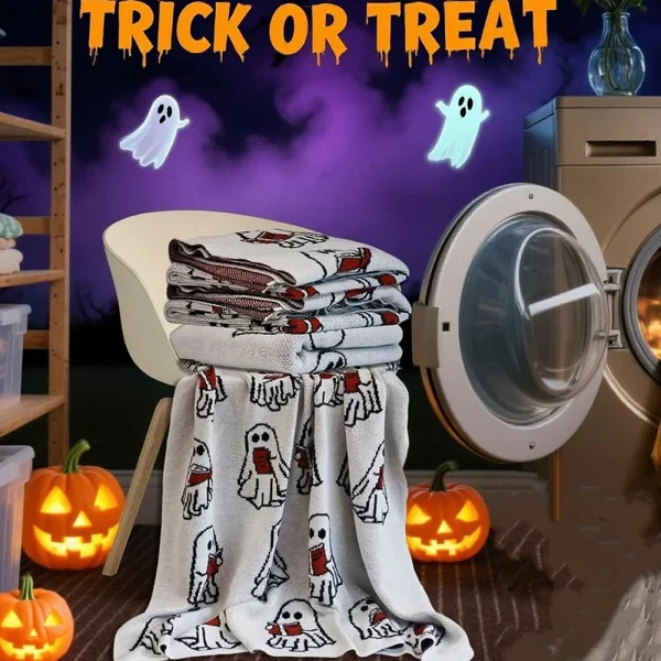 Coperte da tiro per Halloween Coperta per libri di lettura fantasma Fantasmi Coperta da tiro per pisolino per tutte le stagioni Regali per adulti Divano Divano Dormità 4