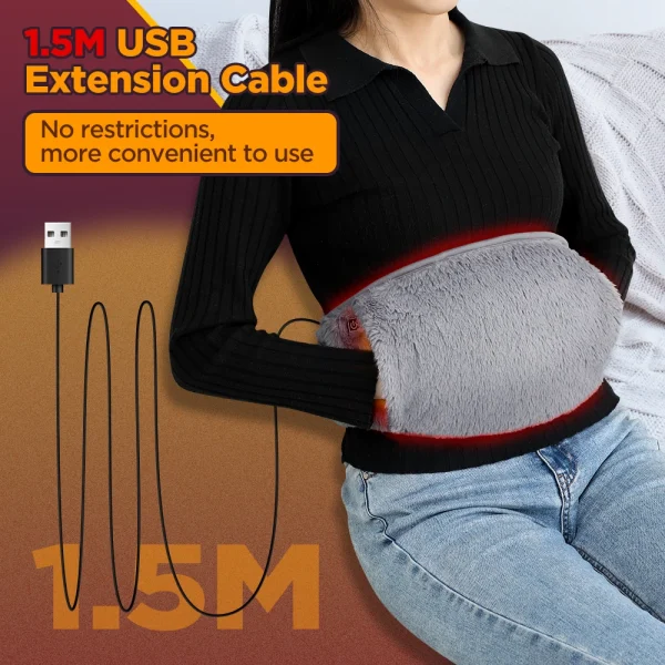 Cintura riscaldante elettrica USB Scaldamani 3 livelli Terapia riscaldata Cintura addominale Cintura riscaldante per utero mestruale Riscaldatore portatile 5