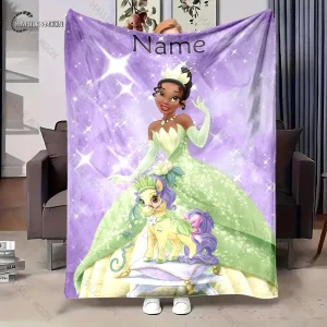 Personalizza la tua principessa e la rana Coperta Tiana Nome personalizzato Coperta personalizzata Divano letto Pisolino Coperta morbida e soffice 1