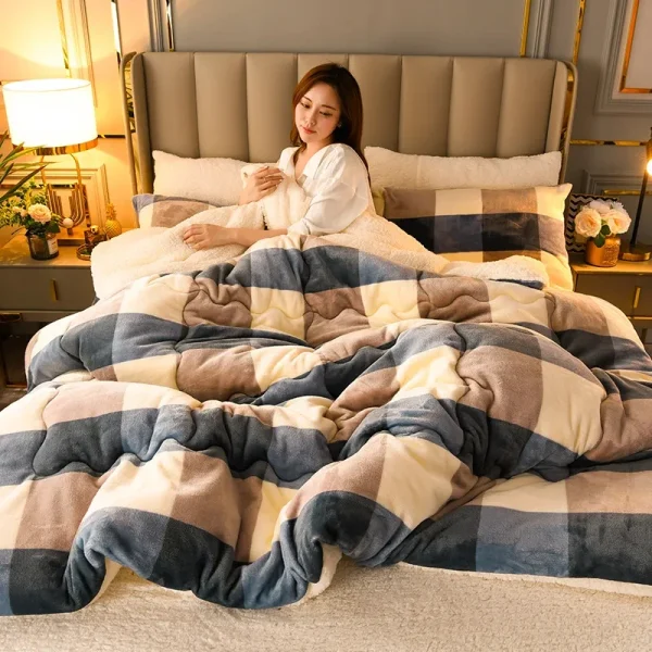 Nuova coperta calda invernale super spessa per letto Coperte ponderate in cashmere di agnello artificiale Trapunta morbida e confortevole 6