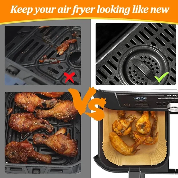 50-200 pz Friggitrice Ad Aria di Carta Antiaderente Cucina Cottura Airfryer Zerbino Oilproof Micro-onde Barbecue Pad di Carta di Cottura fodera accessori 2