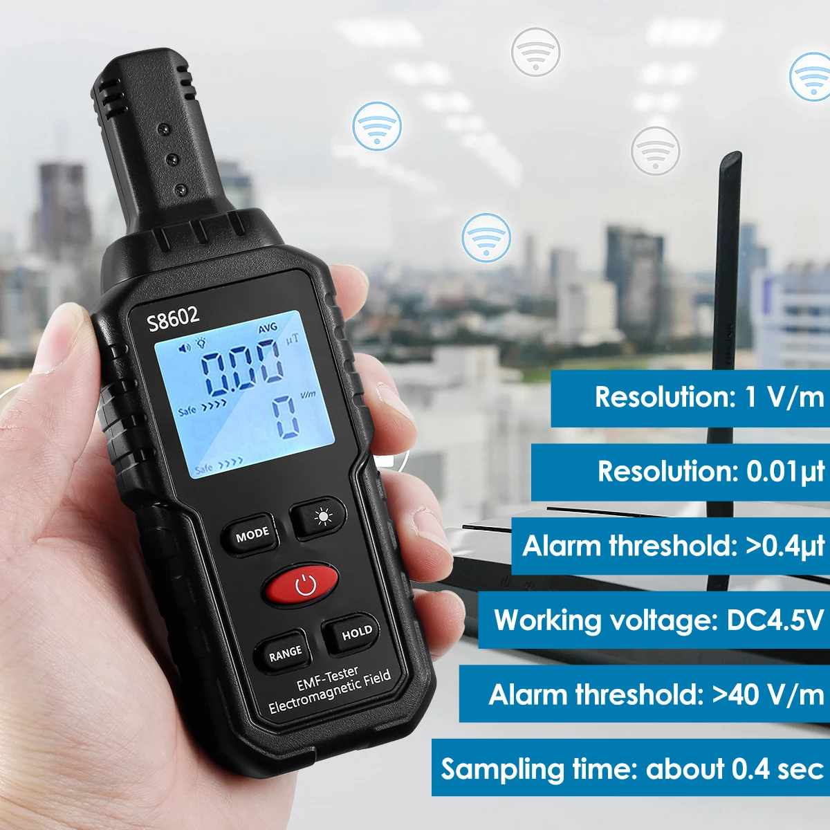 Rilevatore di radiazioni elettromagnetiche Lettore EMF portatile professionale 3 in 1 Misuratore EMF con allarme sonoro e luminoso LCD digitale per la casa 1