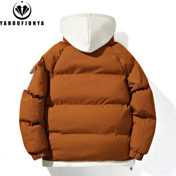 Giacca invernale da uomo invernale da uomo frangivento di marca con cappuccio spessa giacca calda da uomo tinta unita allentata casual stile moda Parka giacca cappotto maschile 2