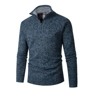 Maglione casual con mezza cerniera in tinta unita con velluto spesso maglione lavorato a maglia autunno e inverno cardigan da uomo giacca tutta abbinata 1