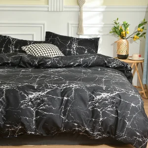 Set copripiumino in marmo nero Copripiumino singolo/Queen/King220x240 Copripiumino matrimoniale stampato Reacive Set copripiumino 200x200 1