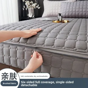 Lenzuolo con cerniera in cotone completamente avvolto, protezione del materasso, copriletto antiscivolo, borsa da letto 1