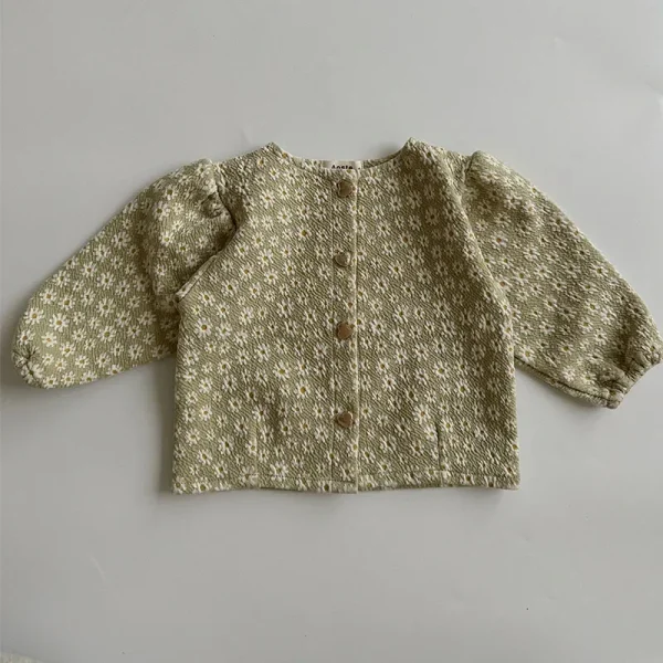 Primavera autunno bambini cappotto solido ragazza bambino moda floreale manica lunga top ragazzo bambino cotone sciolto giacca Casual Costume da bambino 1