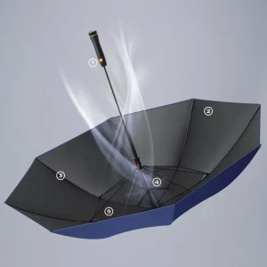 Ombrellone a ventaglio grande Ombrellone con blocco UV al 100% Resistente al vento e all'acqua Manico lungoOmbrellone da golf da spiaggia con protezione UV 1