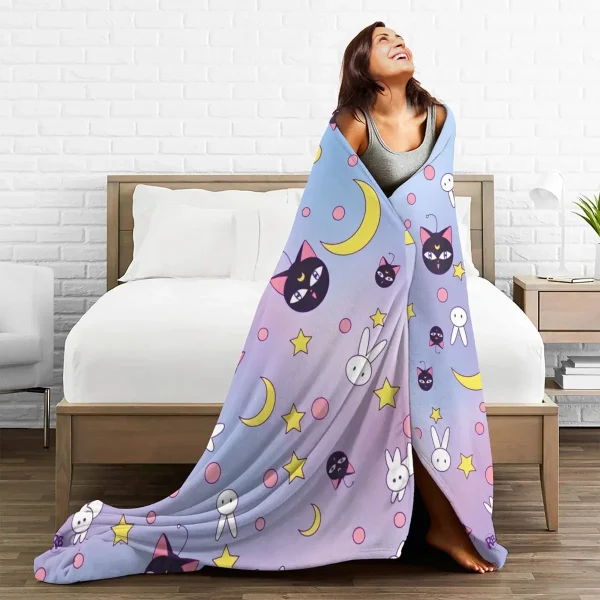 Coperta super morbida da viaggio per ufficio S-Sailor M-Moon Anime C Coperta da tiro Copriletto in flanella per camera da letto Novità Copridivano per divano letto 4