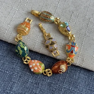 Bracciale vintage in ottone antico dipinto a mano con smalto smaltato a sette stelle, braccialetto colorato retrò staccabile, gioielli da donna 1