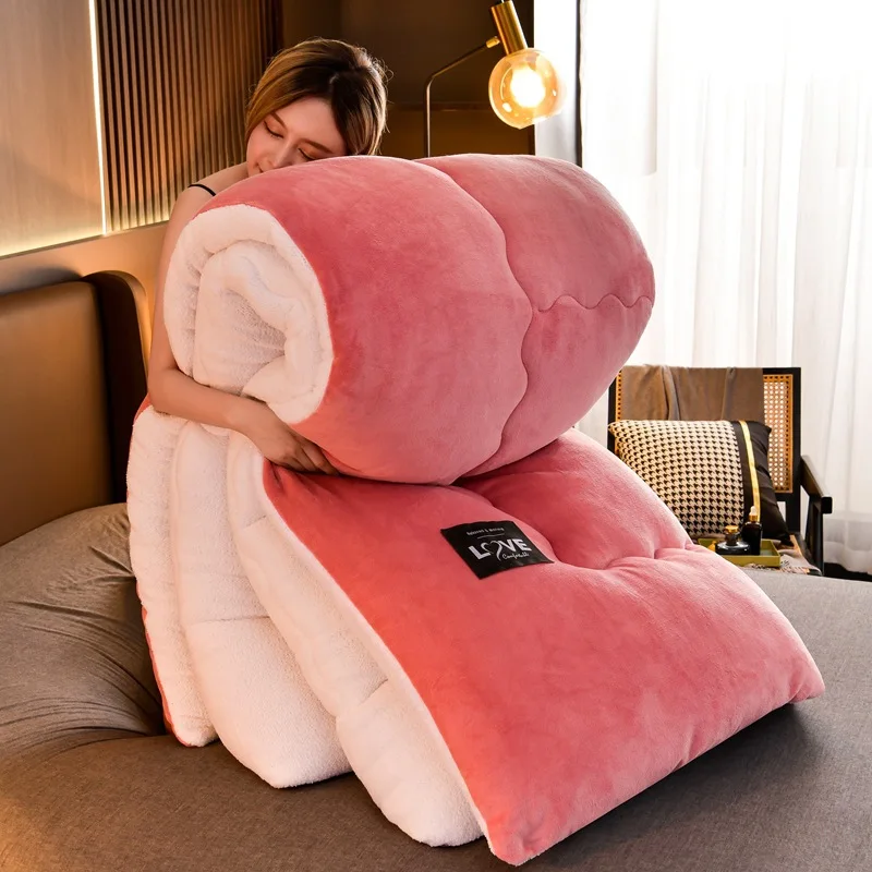 Nuova trapunta super calda in lana di agnello Trapunta invernale in cotone ispessito Coperta extra large morbida in velluto a doppia faccia in cotone caldo 2