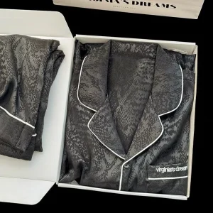 Pigiama da uomo Ice Silk primavera autunno abbigliamento per la casa gioventù estate sciolto sottile nuovo pigiameria a maniche lunghe oversize Loungewear Set 1