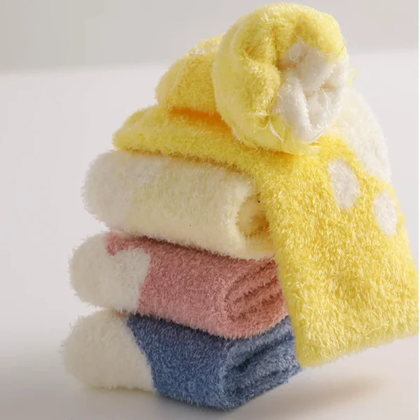 Set da 3 pezzi Calzini per bambini Sbring Calzini per bambini spessi e caldi in peluche per bambini Calzini da pavimento in velluto corallo per bambini 0-3 anni 3