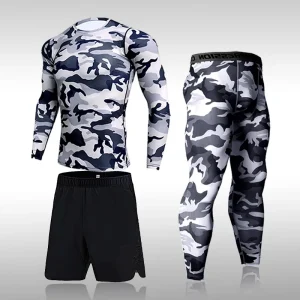 Quick Dry Camouflage Set da corsa da uomo Compressione Tute sportive Collant skinny Abbigliamento Palestra Rashguard Fitness Abbigliamento sportivo da uomo 2021 1
