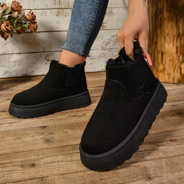 Stivali da neve caldi in peluche corti da donna invernali Scarpe casual Nuovi stivaletti Chelsea in pelliccia scamosciata Scarpe basse da donna con plateau Botas 5