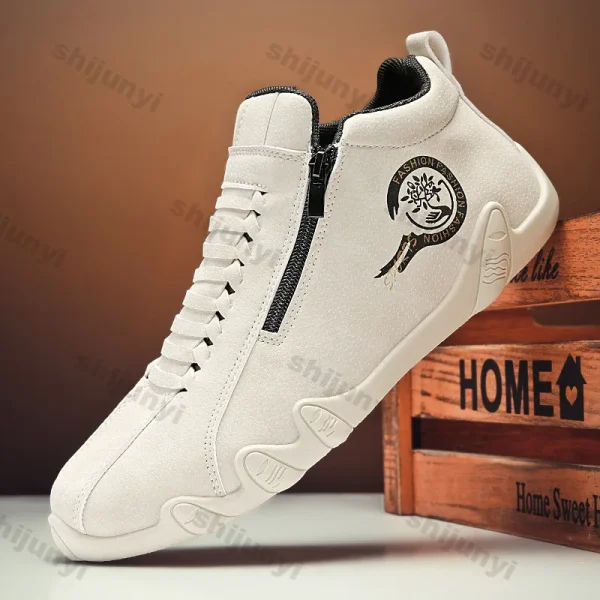 Scarpe da ginnastica casual da uomo Comfort Uomo Inverno Scarpe casual in pelle di nuova moda Scarpe da corsa alte con cerniera slip-on da uomo Scarpe antiscivolo 6