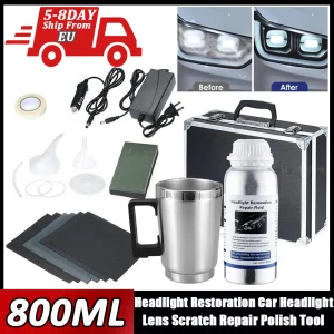 Kit di restauro fari per auto da 800 ml Kit di lucidatura chimica per fari per auto Fari Polimero liquido per riparazione Fluido per rimozione graffi 1