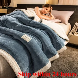 Coperte calde autunno inverno in pile corallo per letto 3 strati addensare coperta di flanella trapunta morbida e confortevole trapunta calda 1