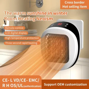 NUOVO riscaldatore elettrico portatile da 800 W per piccoli ventole di riscaldamento da bagno Riscaldatore elettrico in ceramica PTC montato a parete con telecomando 1