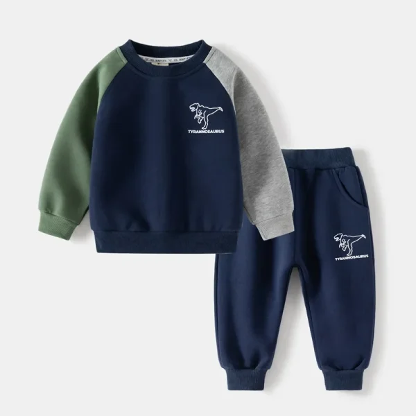 Nuova Primavera Autunno Set di vestiti per bambini Patchwork di colori Bambini Ragazzi Set di due pezzi Bambini Ragazzo Casual Tuta Abiti Top Pantaloni 1