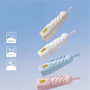 Ombrello da sole a 6 coste Mini ombrello portatile Protezione solare Capsula Ombrello Ombrellone con scatola Ombrello tascabile pieghevole UV 1